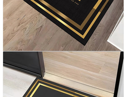 Gold Stripes Decorations Door Entry Carpet House