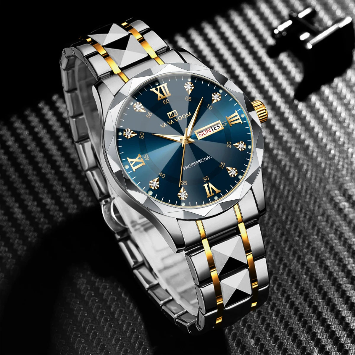 Diamond Luxury Night Glow Double Calendar Quartz