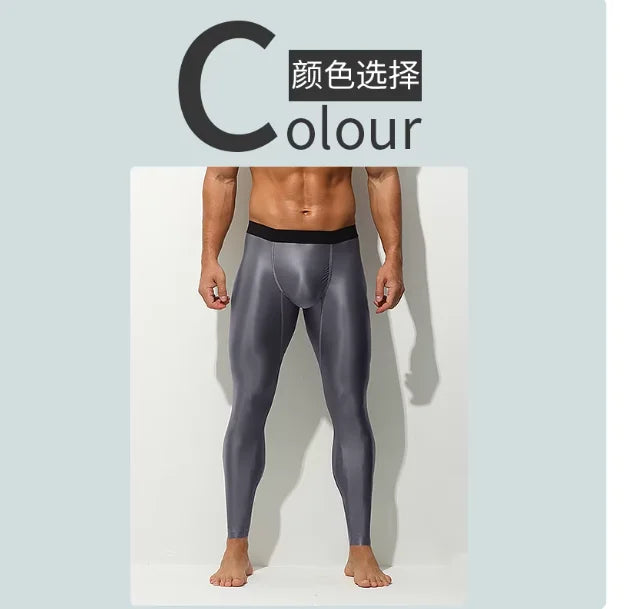 Glossy Men's Tight Fitness Running Sweatpants Leggings