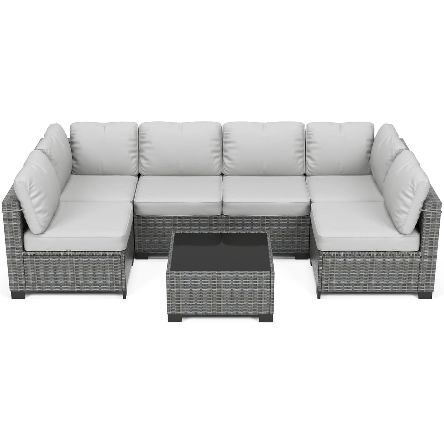 7-Piece Rattan Wicker Sectional Modular Sofa Set