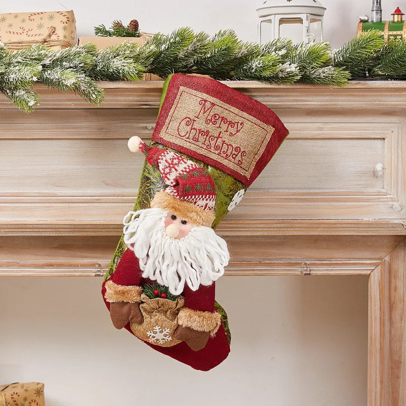 Xmas Decoration Santa Snowman Reindeer Hanging Sock