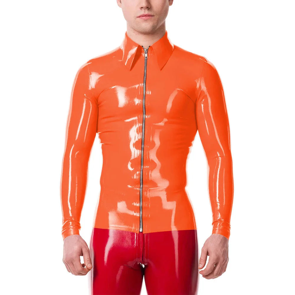 Mens Fashion Zipper Long Sleeve Jacket Turn-down Collar