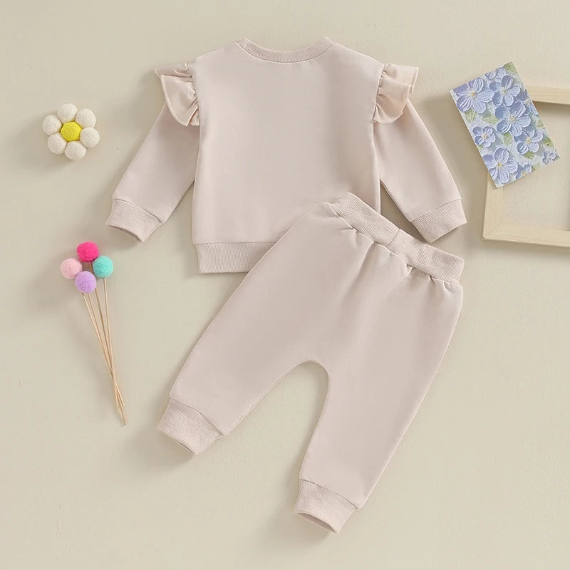 2 Pcs Baby Girls Long Sleeve Sweatshirt Outfits