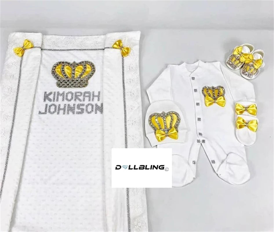 5 Pcs Girl/Boy Hospital Exit Newborn Bling Outfits