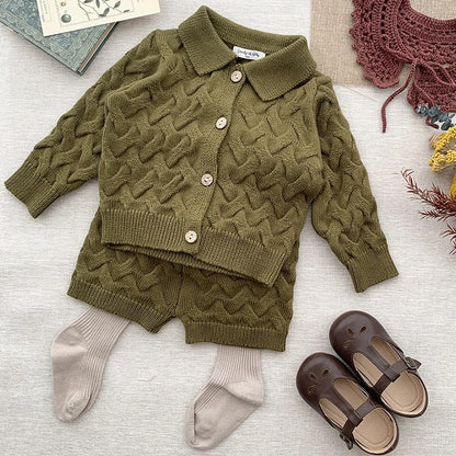 Boys/Girls Baby Knit Sweater Cardigan + Shorts