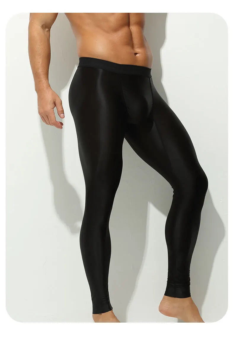 Glossy Men's Tight Fitness Running Sweatpants Leggings