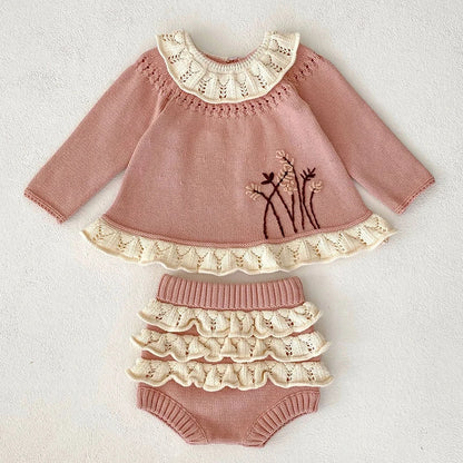 2 Pcs Baby Girls Long Sleeve Striped Cardigan Coat+ Shorts