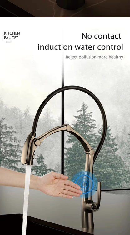 Gunmetal Brass Kitchen Faucet with LED Display