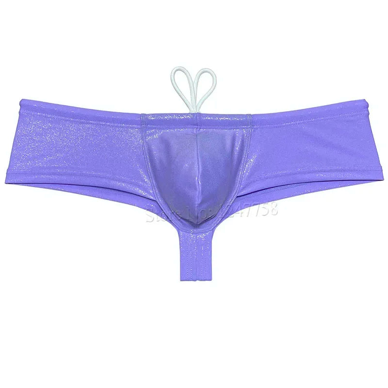 Sexy Men's Shiny Pouch Swimwear Bikini Drawstring