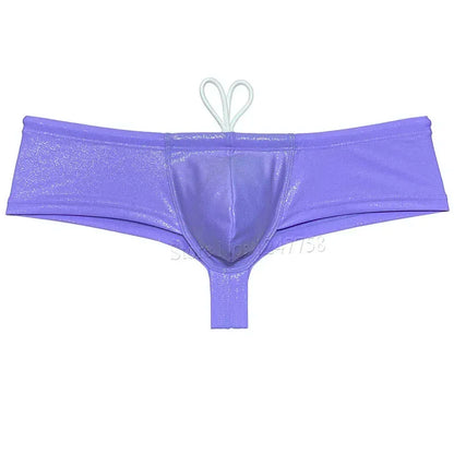 Sexy Men's Shiny Pouch Swimwear Bikini Drawstring