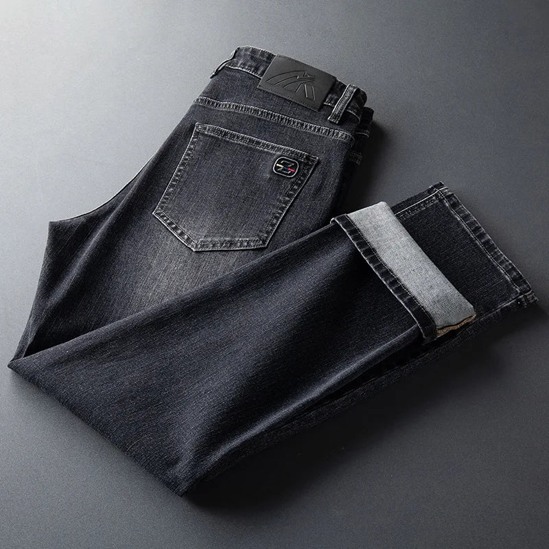 Stretch Black Blue Casual Mens Trousers Classic