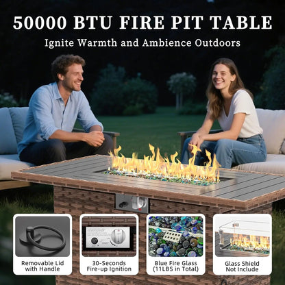 8 Piece Sectional Sofas, All-Weather With Fire Pit