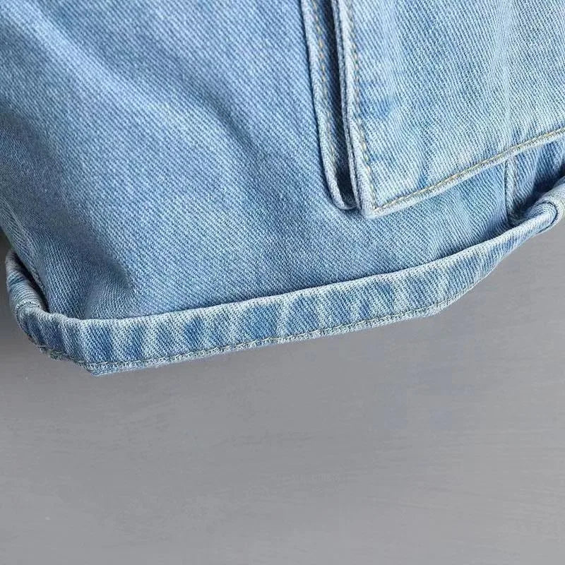 Mens Fashion Multi-Pocket Cargo Denim Shorts Plus Size