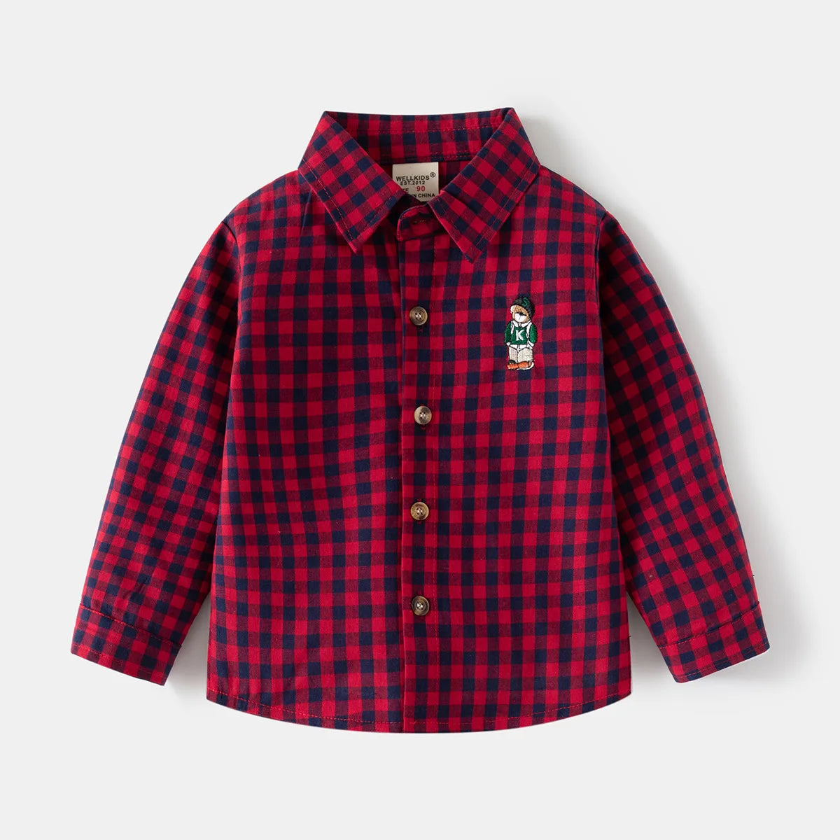 Kids Shirts With Collar Long Sleeved Plaid