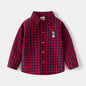 Kids Shirts With Collar Long Sleeved Plaid