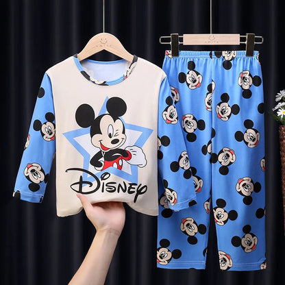 2 Pcs Boys/Girls Minnie Mickey Cartoon Longsleeved Pajamas