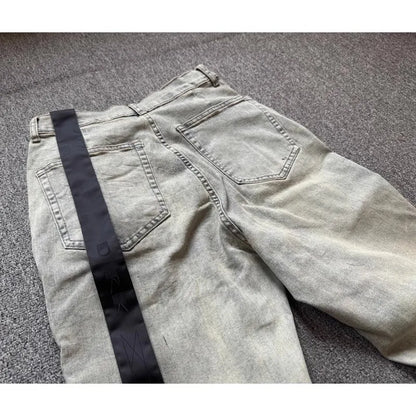 Washed Blue Zipper Pocket Fit Slim Jeans
