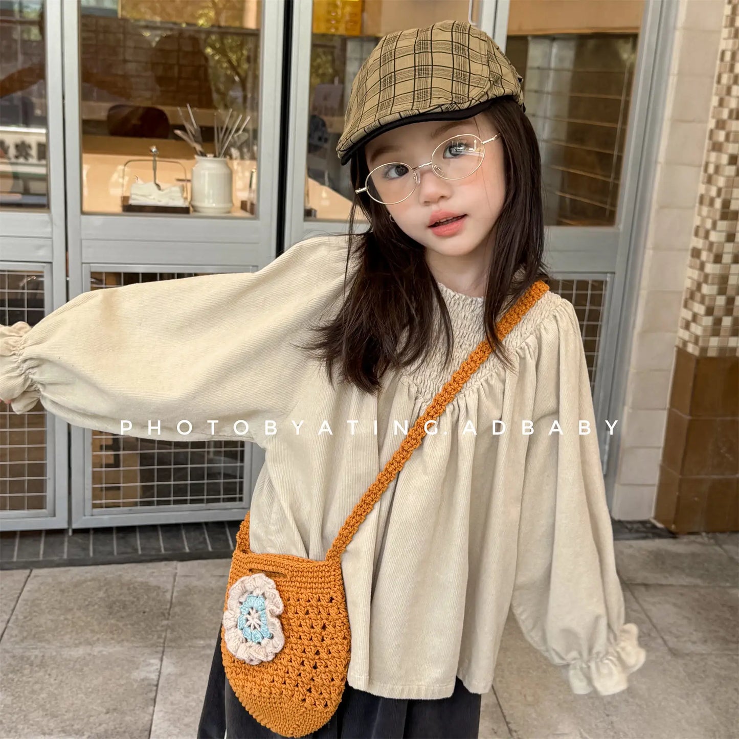 Bat Sleeve Baby Girl's Corduroy Shirt