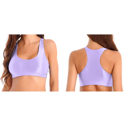 Glossy Womens Mid Waist Gym Fitness Yoga
