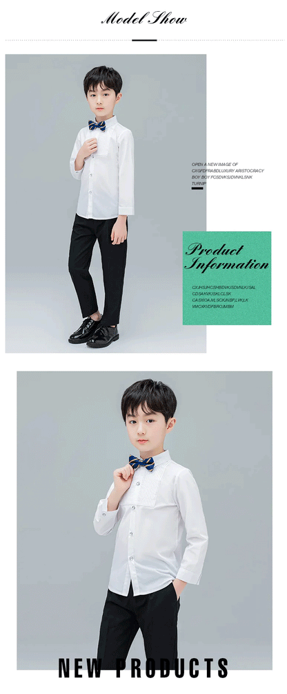 Boys Shirts White Long Sleeve Turn-down Collar