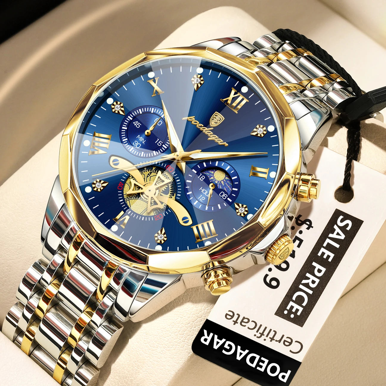 POEDAGAR Luxury Watch Top Original Waterproof Chronograph
