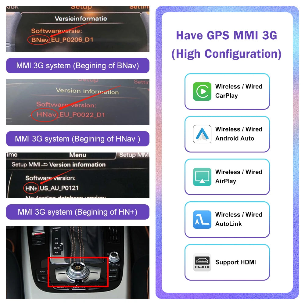Wireless Carplay for Audi Rear Camera  USB