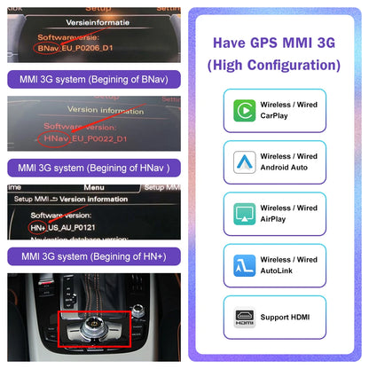 Wireless Carplay for Audi Rear Camera  USB