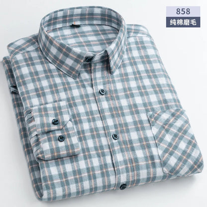 Flannel Plaid Long Sleeve Turn-down Shirts