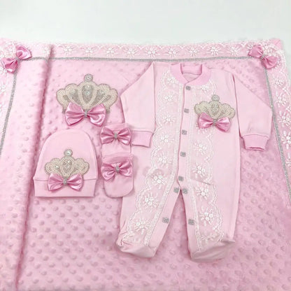 5 Pcs Girl/Boy Hospital Exit Newborn Bling Outfits