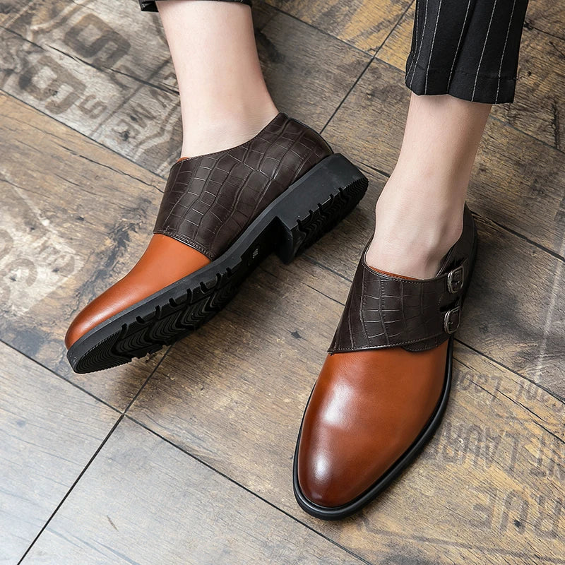 Golden Sapling Dress Patchwork Leather Shoes