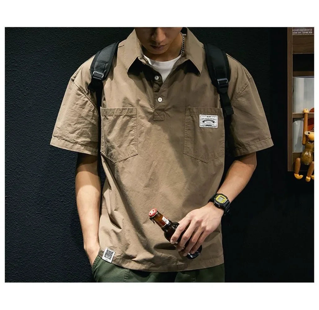 Casual Men's Style Short Sleeve New Pocket Shirt
