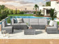 7 Piece Rattan Gray Wicker Outdoor Sectional Furniture Set