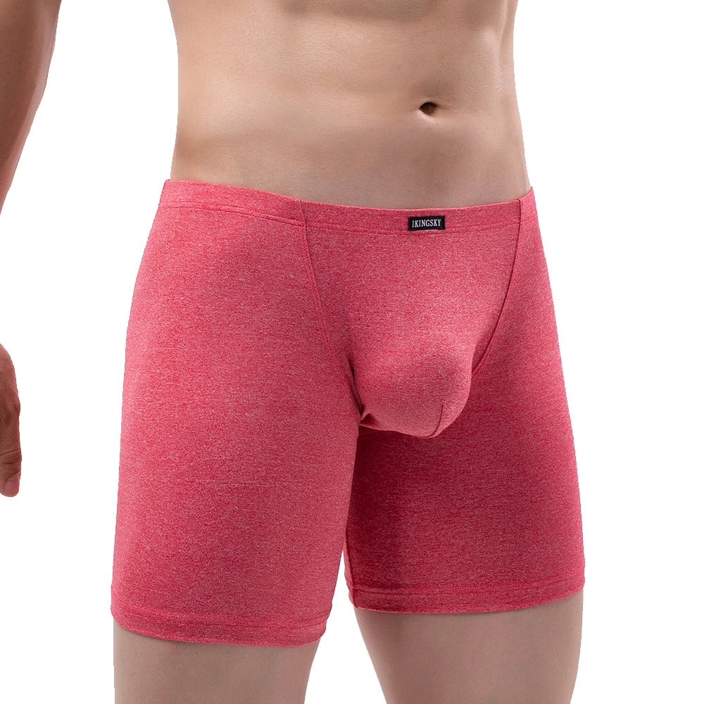 Men's Long Leg Boxer Briefs Sexy Bulge Trunks
