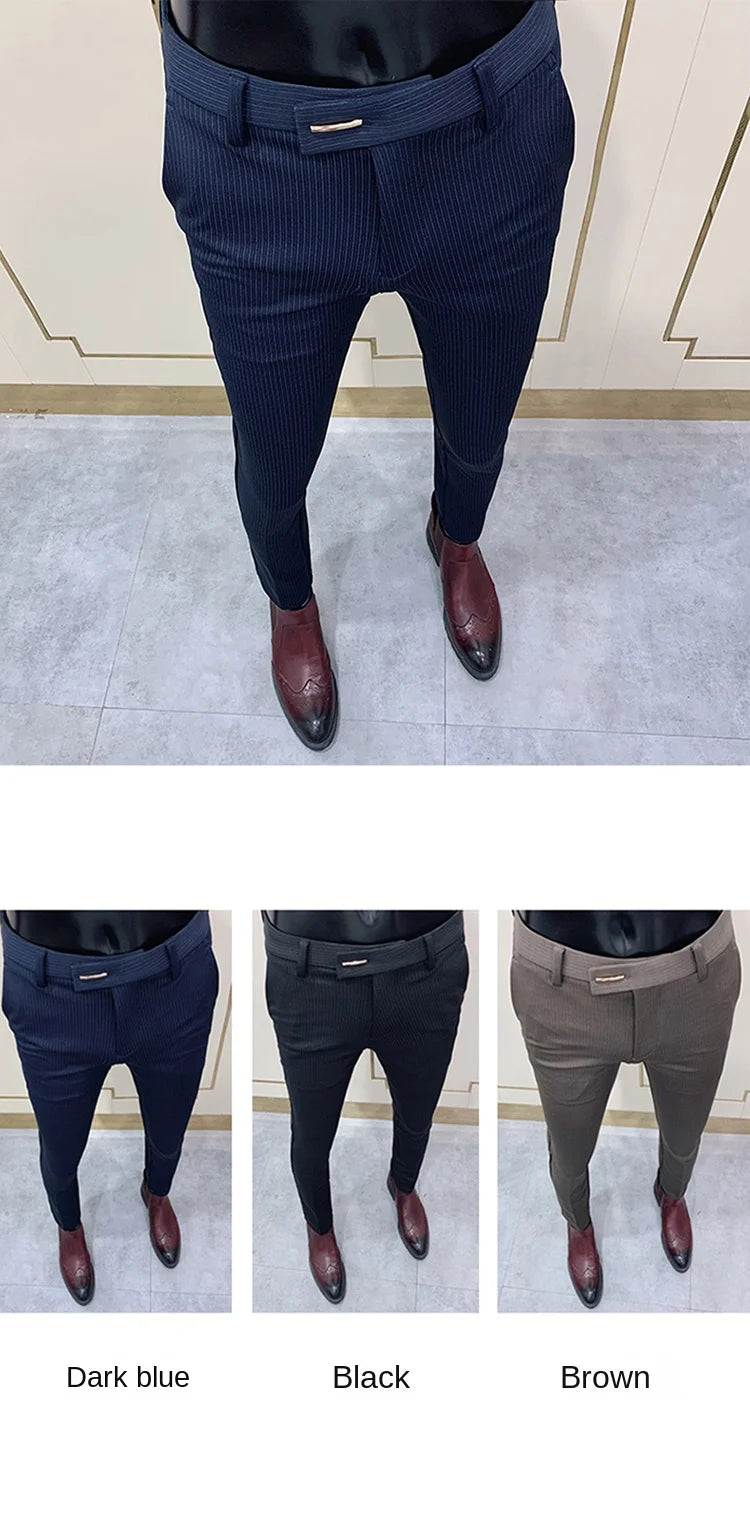 Men Stretch Slim Formal Casual Pants Fashion