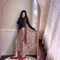 Flowing Check Midi Retro Long Skirt Seaside