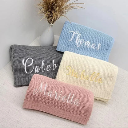 Personalized Name Baby Knitted Blanket Cotton Wraps