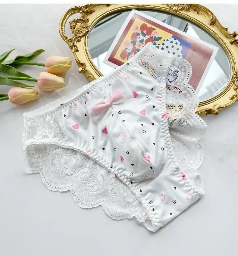 Men's Lace Bowtie Briefs Flower Emroid Sweet Panties