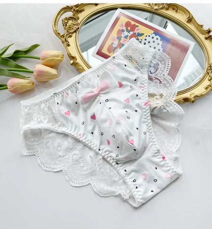 Men's Lace Bowtie Briefs Flower Emroid Sweet Panties