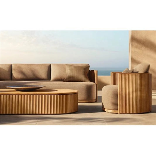 Outdoor Patio Teak Sectional Sofa Set Waterproof
