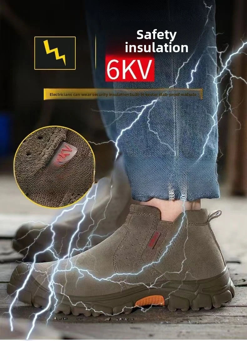 Anti Smashing Steel Toe Insulated Shoes, Breathable Suede