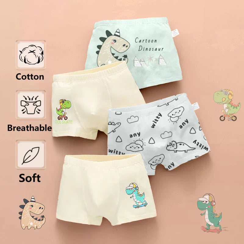 4pcs Boy/Teen Boys Boxer Briefs Cartoon Underwear