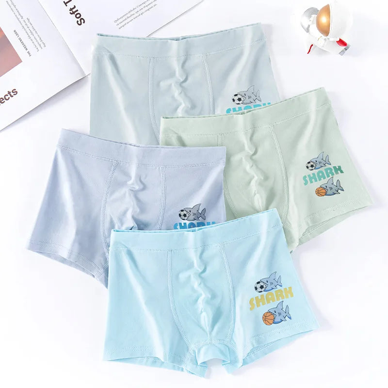 4PCS Boys Cotton Antibacterial Cute Cartoon Breathable Underwear