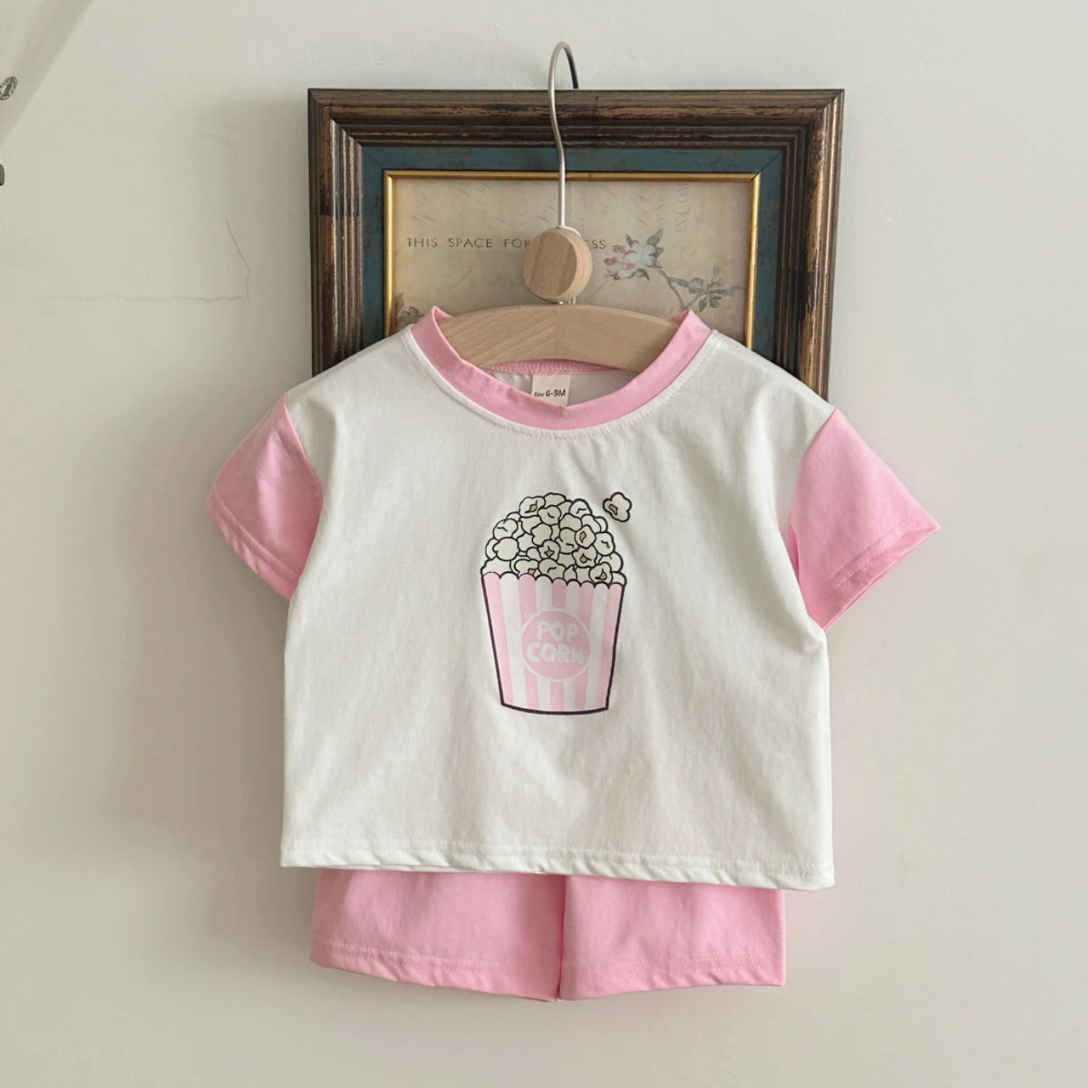 2PCS Girls Clothing Casual Cotton Popcorn Printed T-shirt