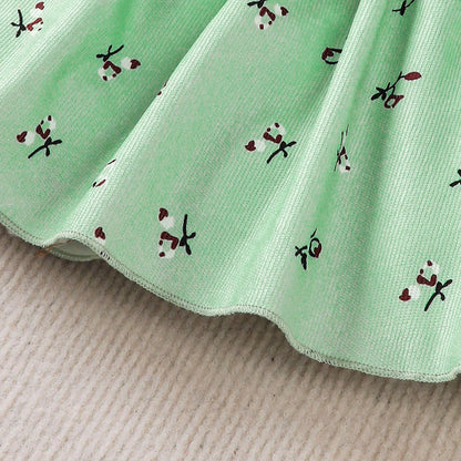 2pc Baby Girl Broken Flowers Big Bow Princess Dress