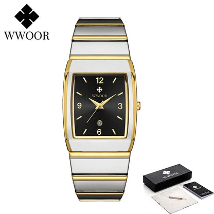 Luxury Square Men's Wristwatch Stainless Steel Waterproof