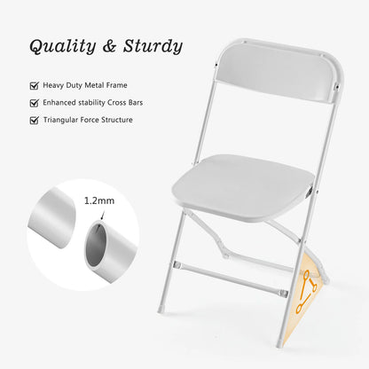 Plastic Folding Chairs, Lightweight Portable Indoor/Outdoor