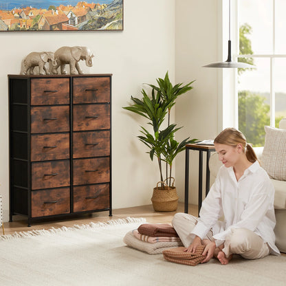 10 Fabric Drawers Wardrobe Steel Frame Closet Storage