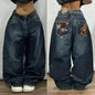 Oversized Print Baggy Jeans Men Vintage Gothic