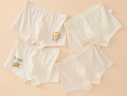 4PCS Boys Colored Cotton Breathable Comfort Underwear