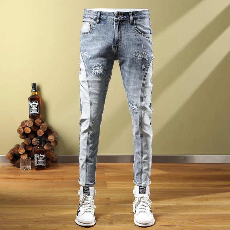 Ripped Stretch Jeans Men's Casual Slim Comfortable